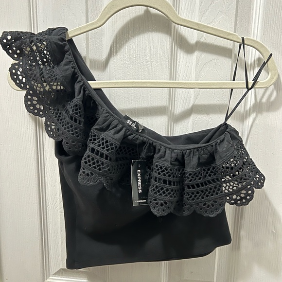 Express One Shoulder Ruffle crop top - Picture 2 of 2